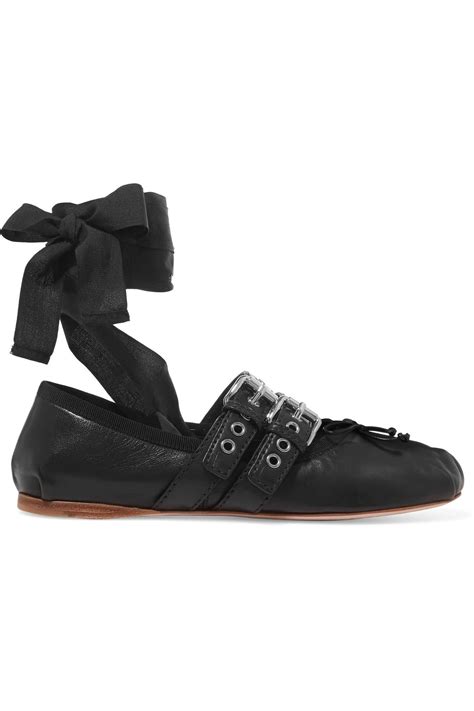 Miu Miu Leather Ballerina Flats .